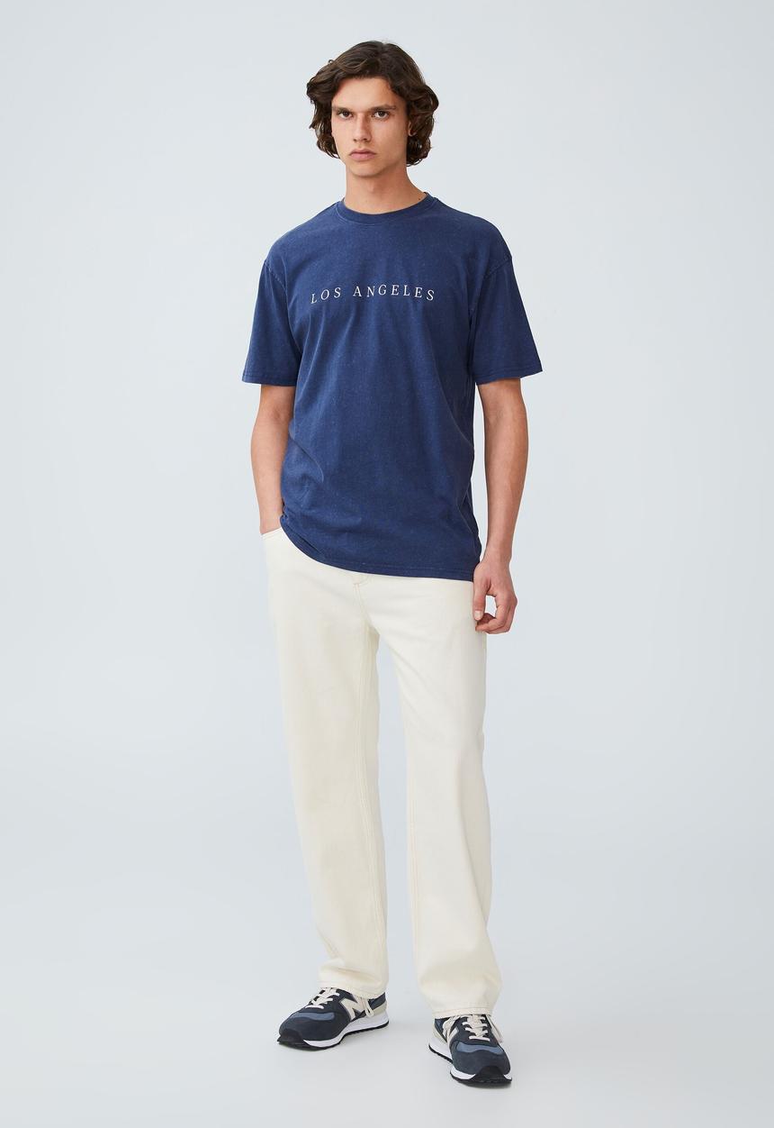 Cotton On - Easy T-shirt - indigo/los angeles spaced