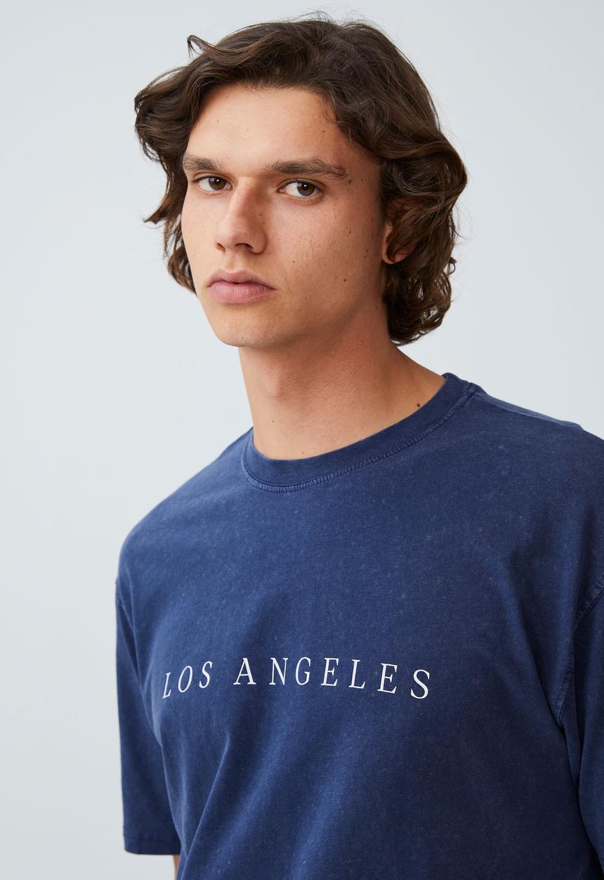 Cotton On - Easy T-shirt - indigo/los angeles spaced