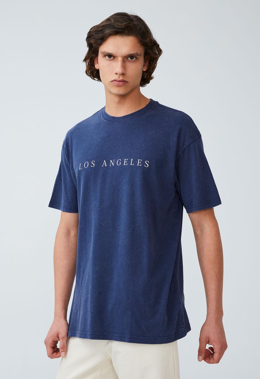 Cotton On - Easy T-shirt - indigo/los angeles spaced