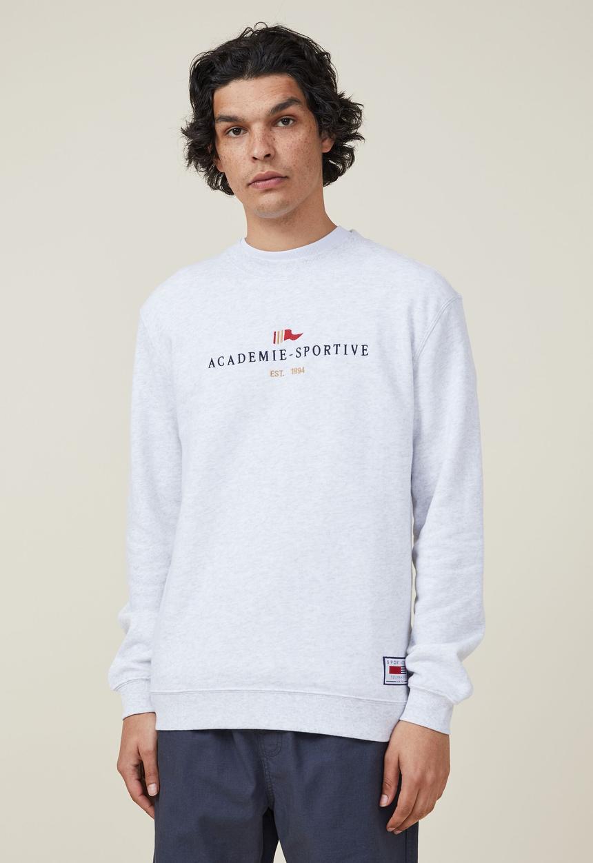 Cotton On - Graphic crew fleece - athletic marle/academie sportive