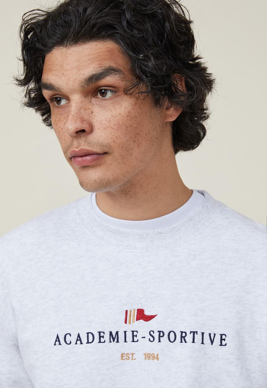 Cotton On - Graphic crew fleece - athletic marle/academie sportive