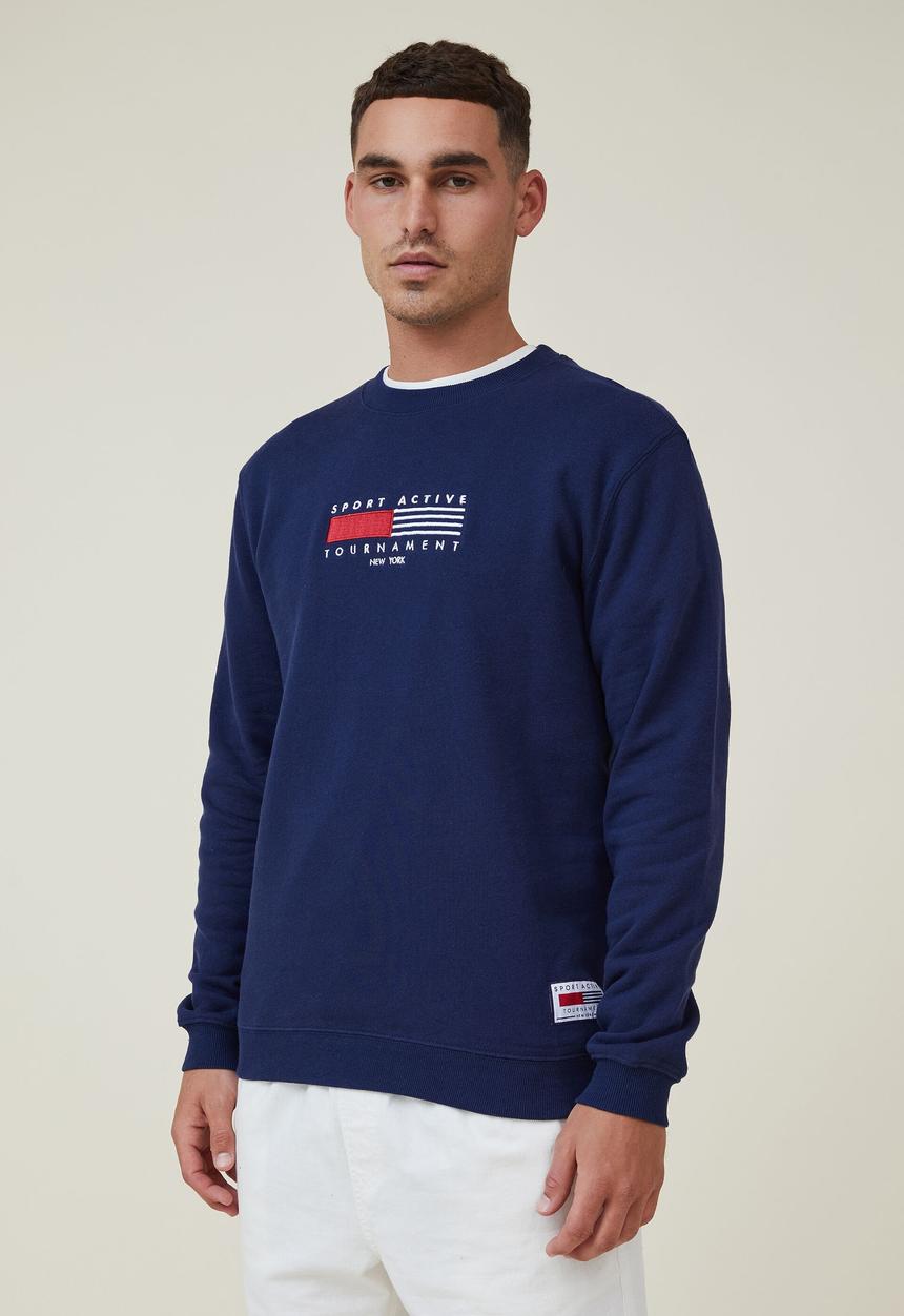 Cotton On - Graphic crew fleece - indigo/sport active