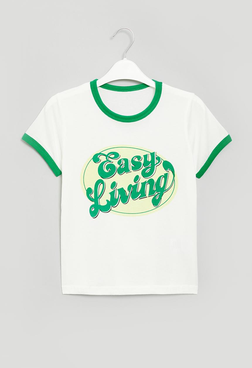 Pop Candy - Easy living tee - white & green 