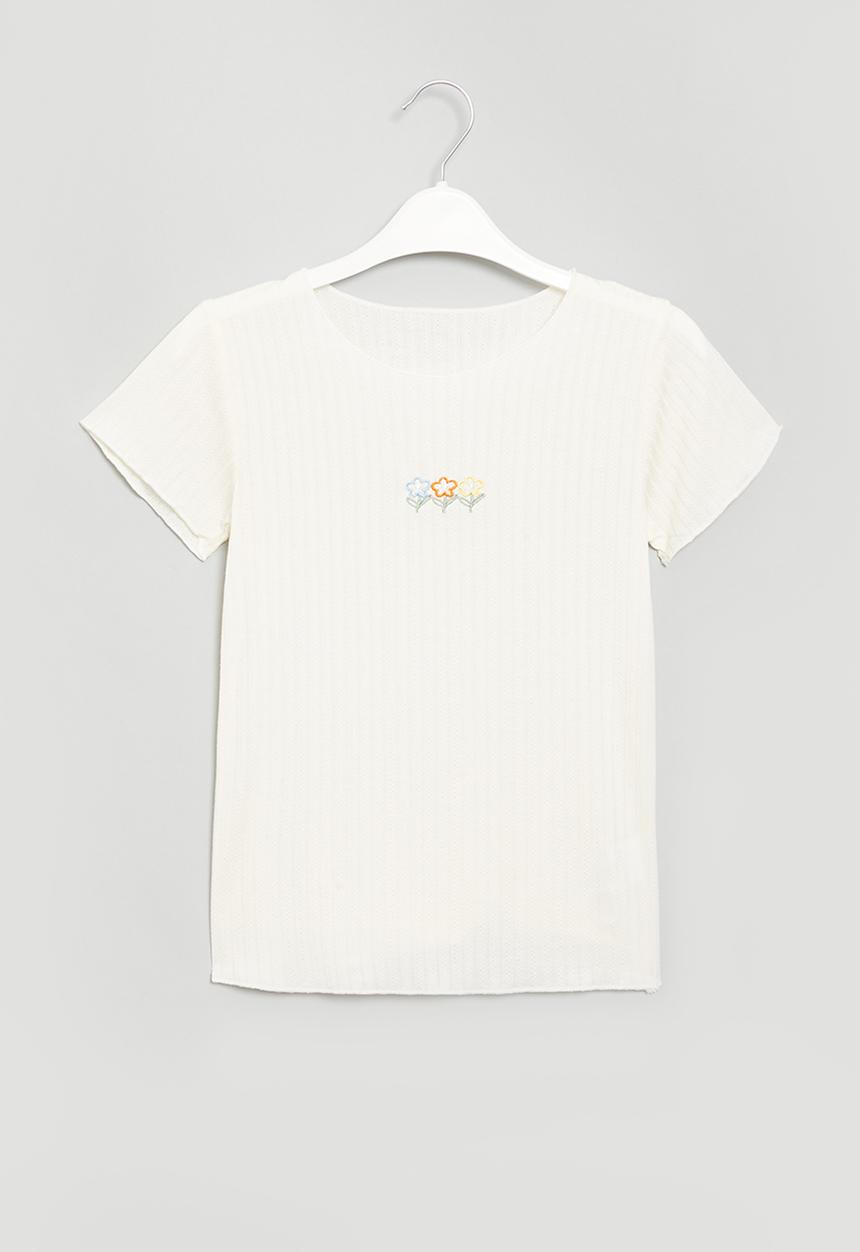 Pop Candy - Girls lettuce tee - white