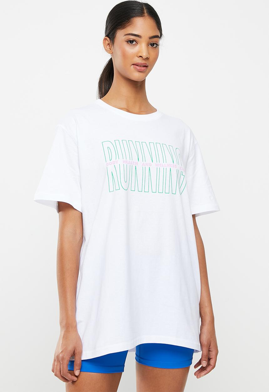 Cotton On - Active graphic T-shirt - white & running club