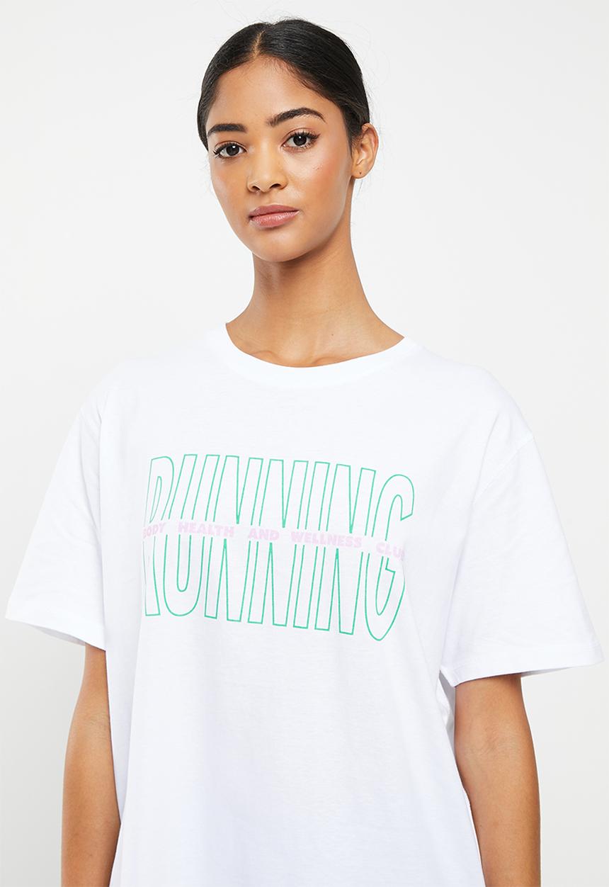 Cotton On - Active graphic T-shirt - white & running club