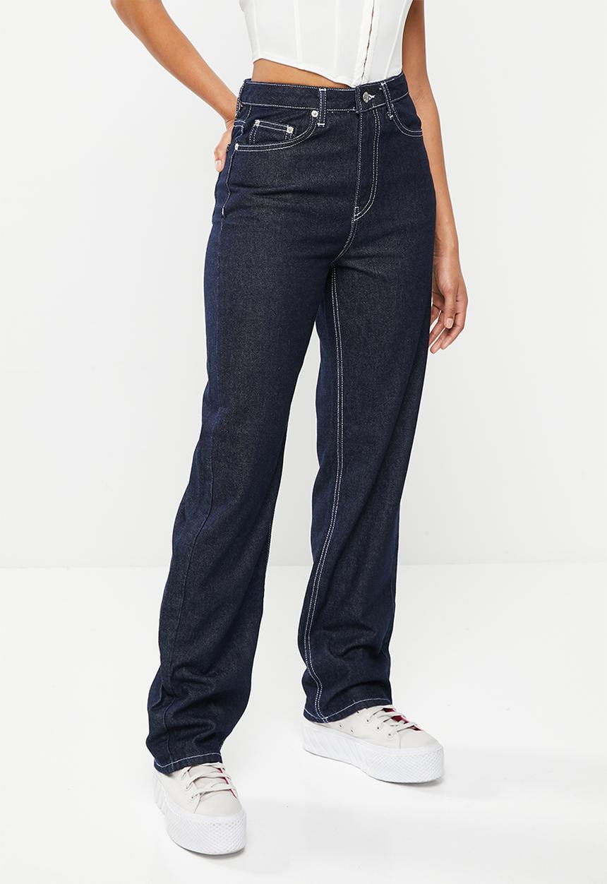 NA-KD - Wide leg high waisted denim- rinse wash