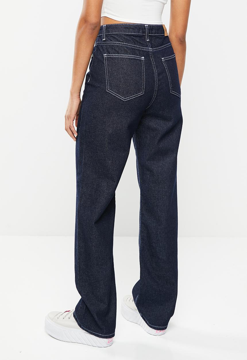 NA-KD - Wide leg high waisted denim- rinse wash