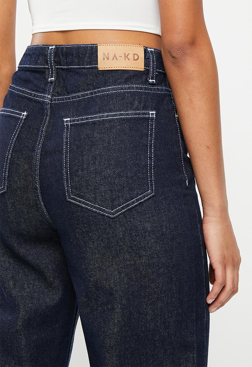 NA-KD - Wide leg high waisted denim- rinse wash