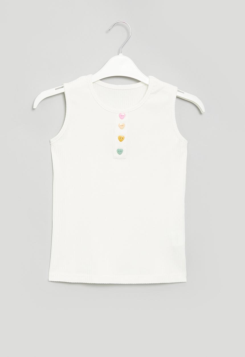 Pop Candy - Girls rib tank top - white