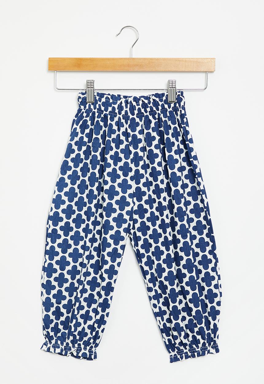 Pop Candy - Girls printed pants - navy & white