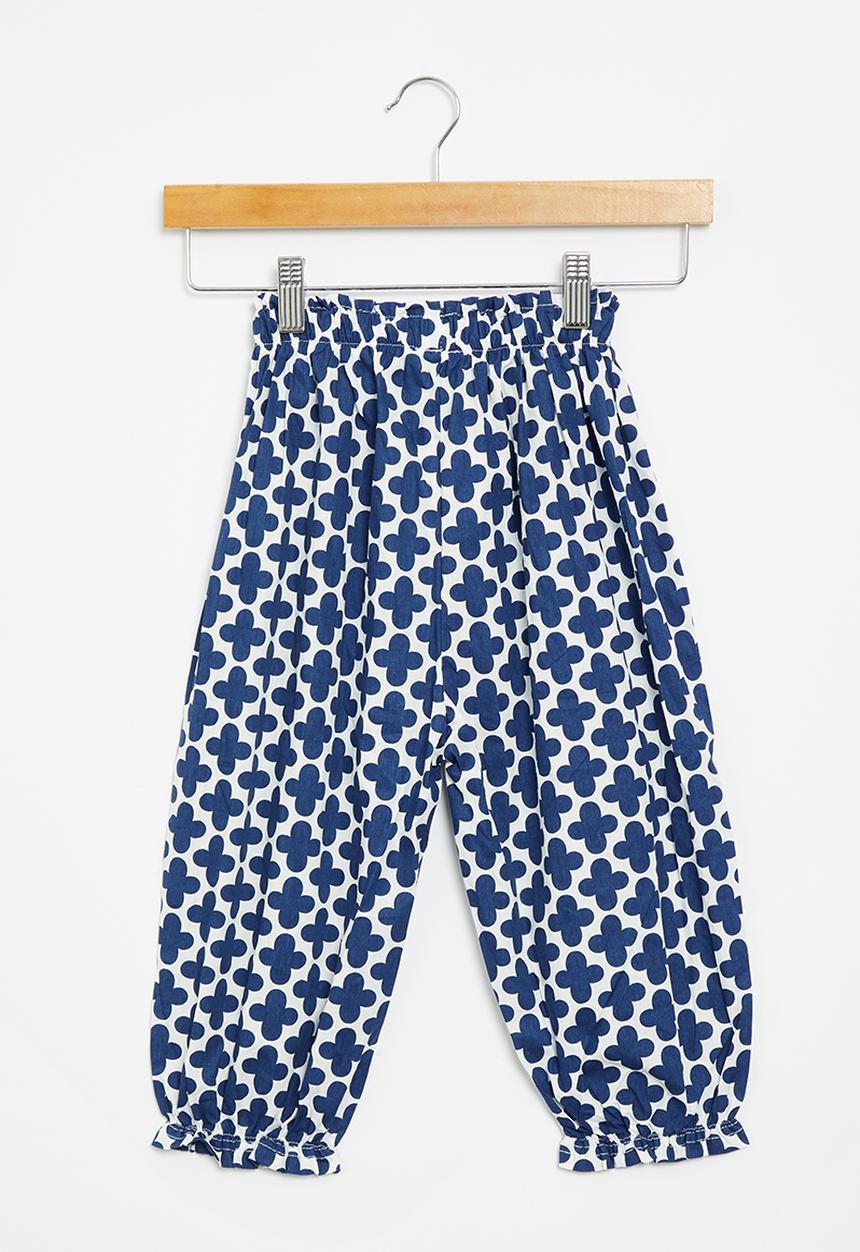 Pop Candy - Girls printed pants - navy & white