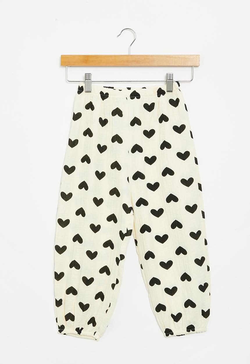 Pop Candy - Girls pants with hearts - off white