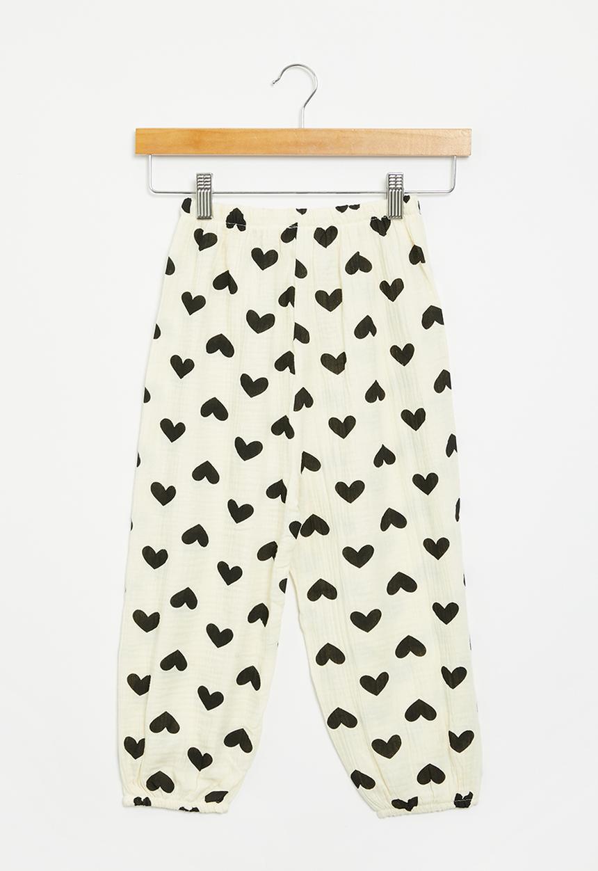Pop Candy - Girls pants with hearts - off white