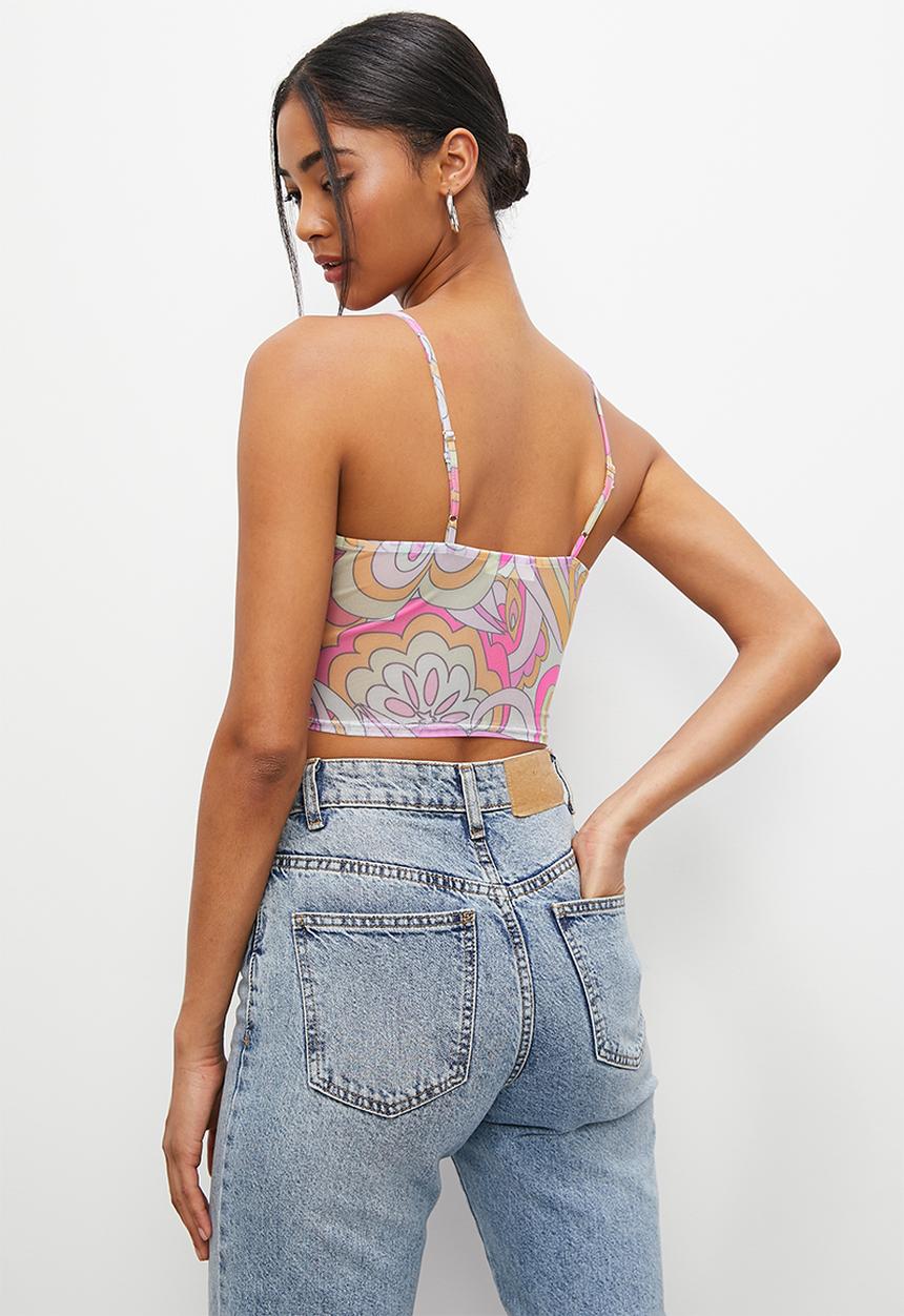 Blake - Ptd mesh corset - retro abstract floral print