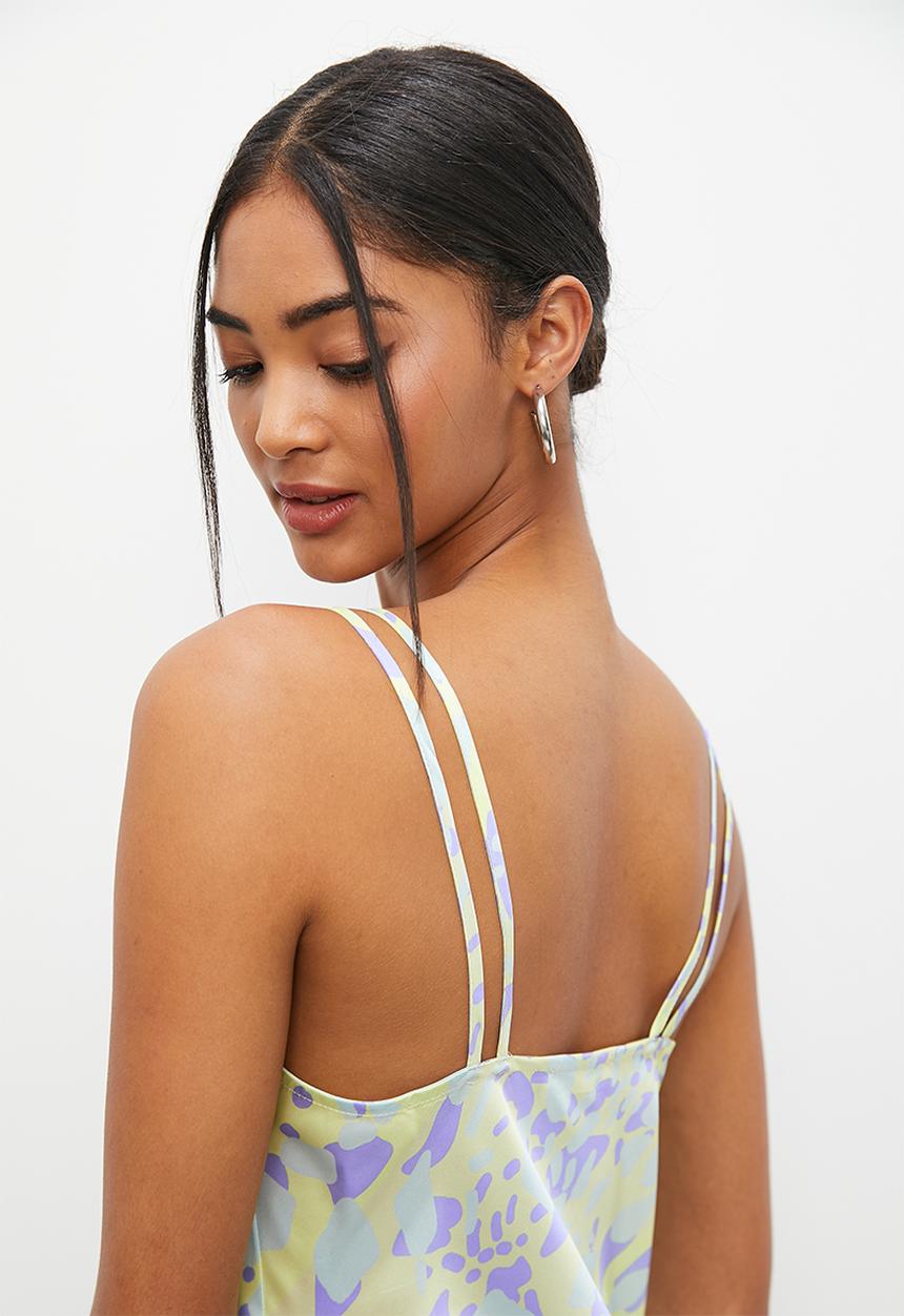 Blake - Cowl slip mini - speckle green blue print
