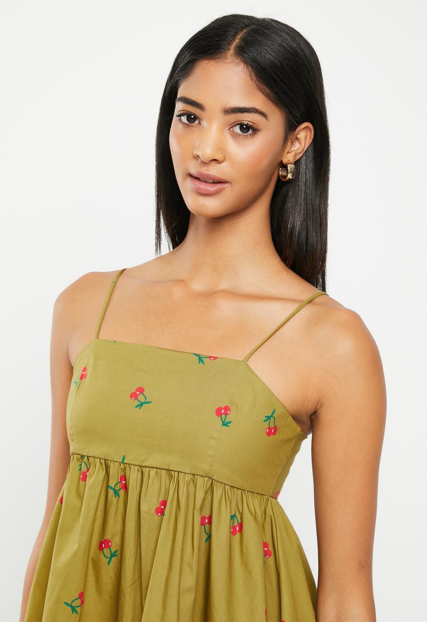 Glamorous - Cami dress - olive cherry print