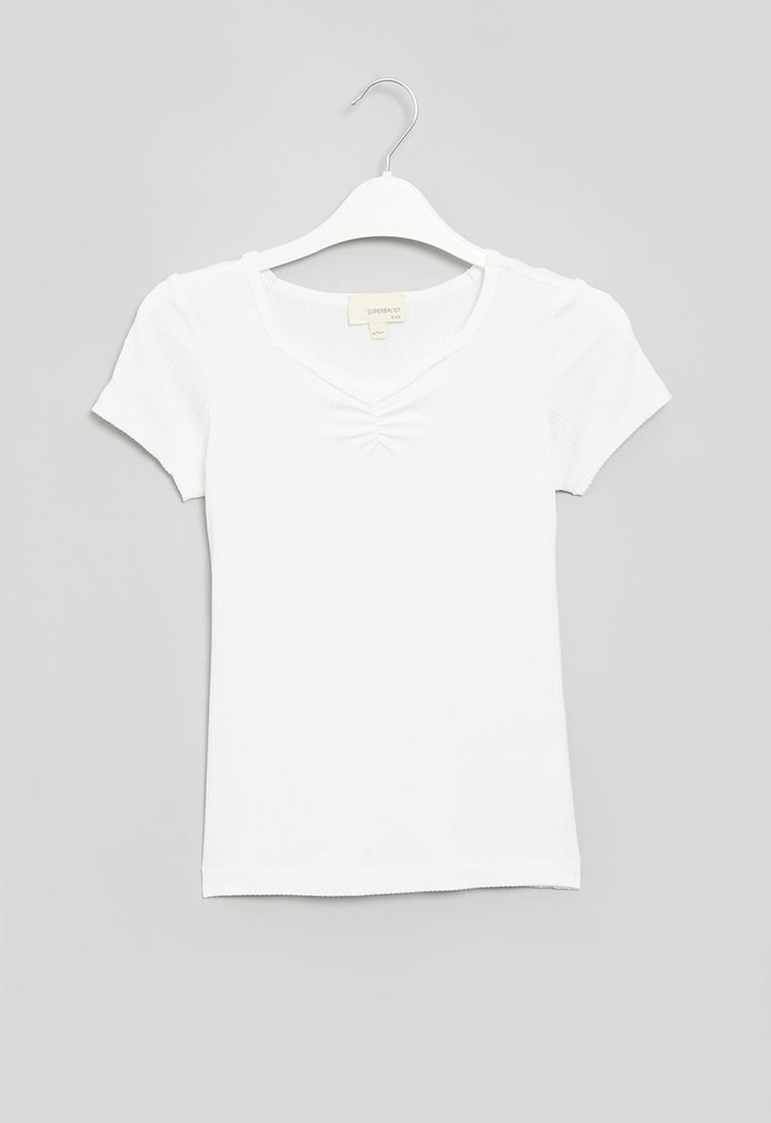 Superbalist - V-neck rib tee - white