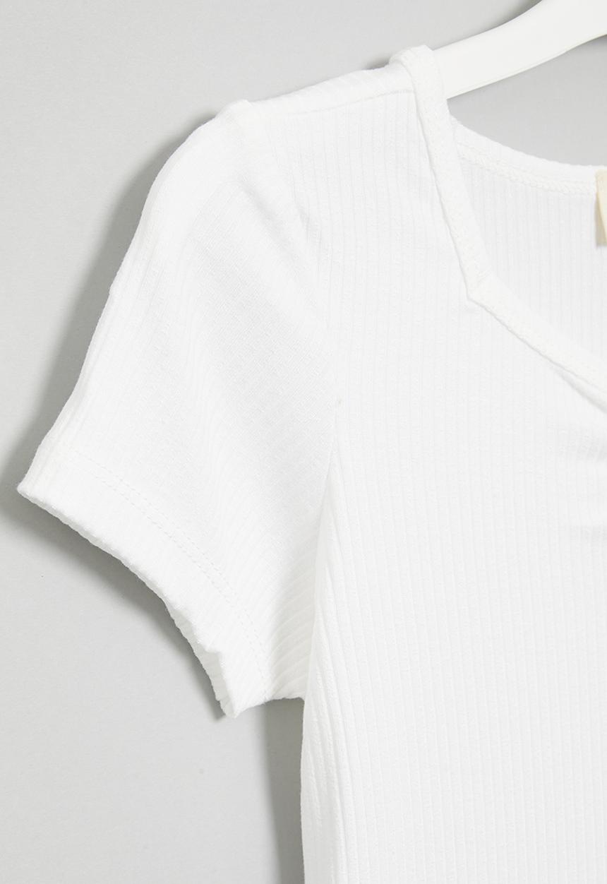 Superbalist - V-neck rib tee - white