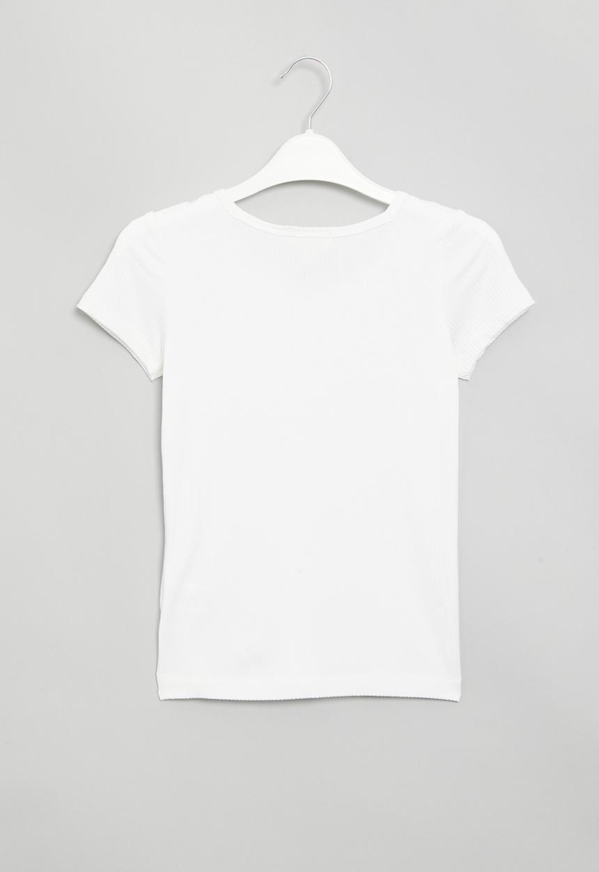 Superbalist - V-neck rib tee - white