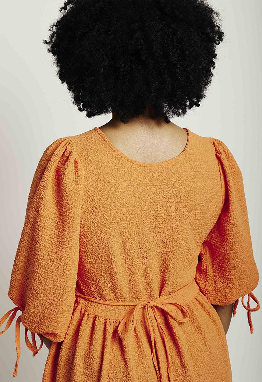 Me&B - Plus wrap back detail sack dress - orange