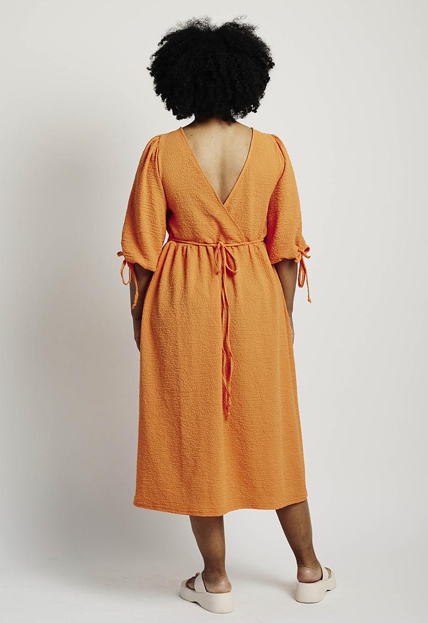Me&B - Plus wrap back detail sack dress - orange