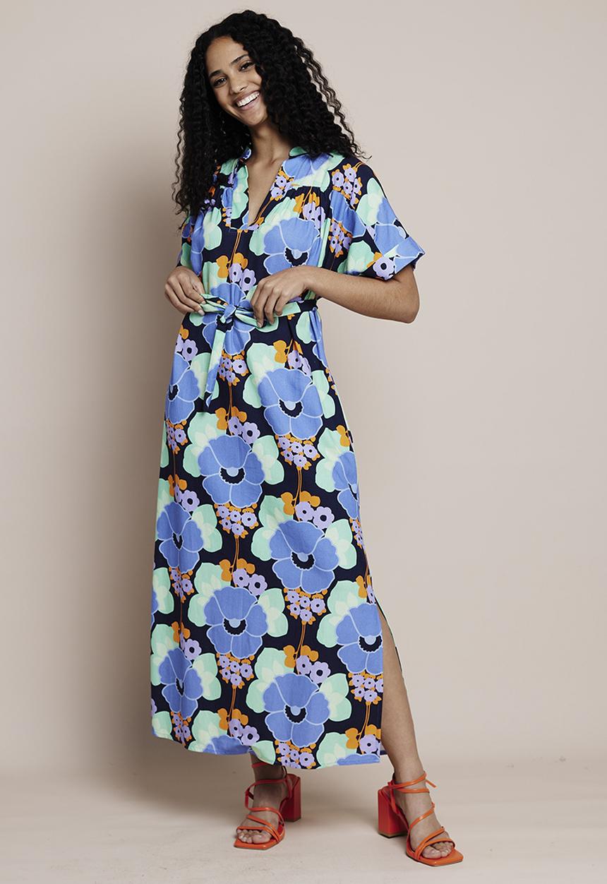 Me&B - Sash detail midi dress - 70's floral