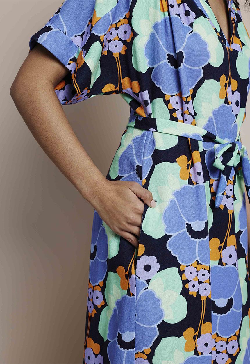 Me&B - Sash detail midi dress - 70's floral