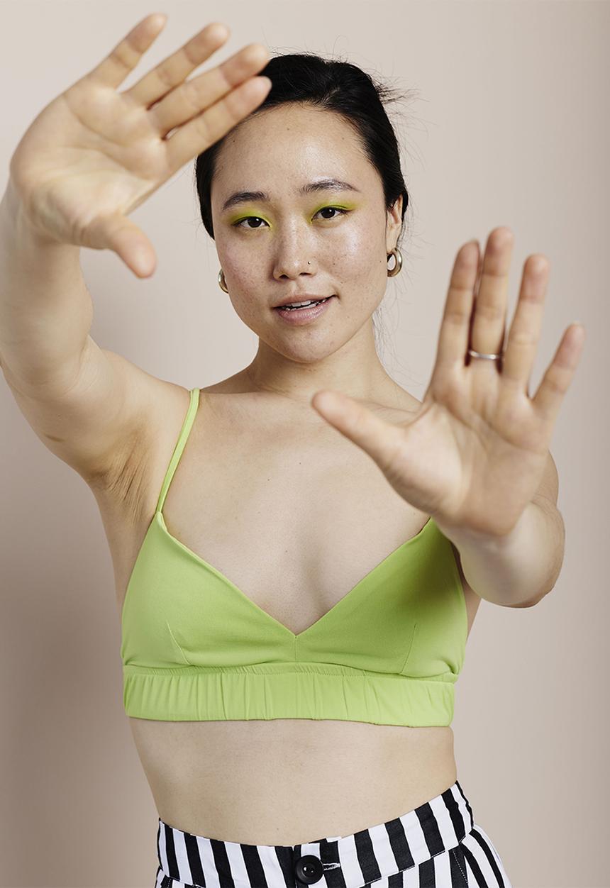 Me&B - Double fabric bralette with elastic - lime