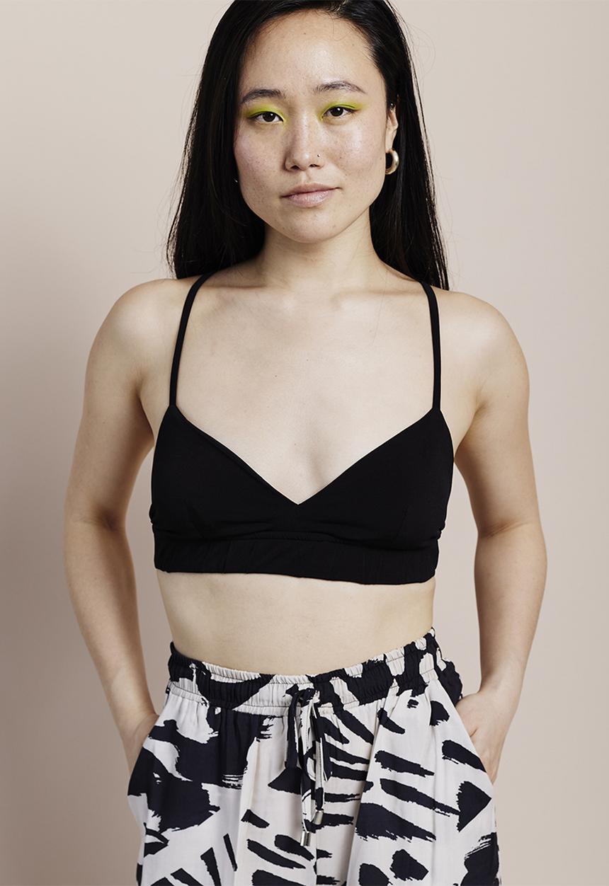 Me&B - Double fabric bralette with elastic - black