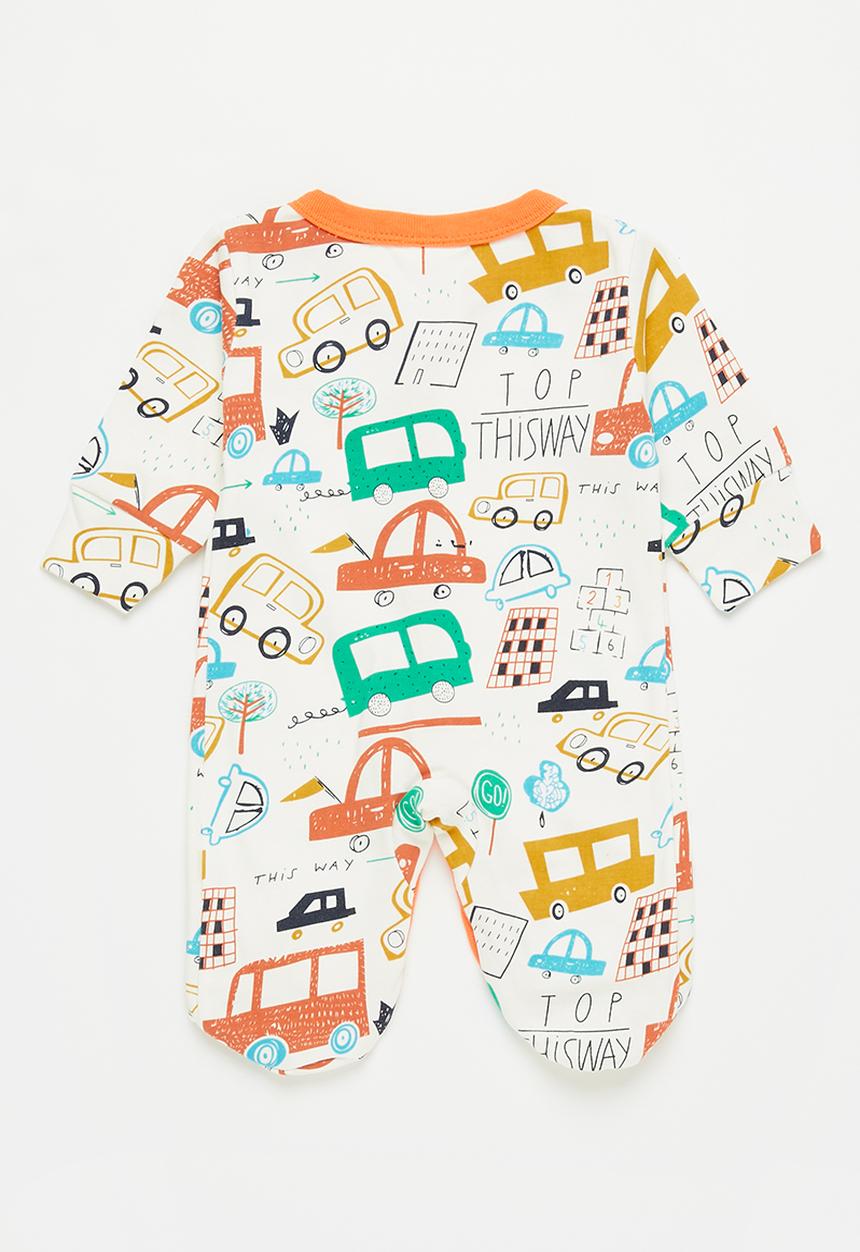 Pop Candy - Baby boys long sleeve babygrow - white & orange