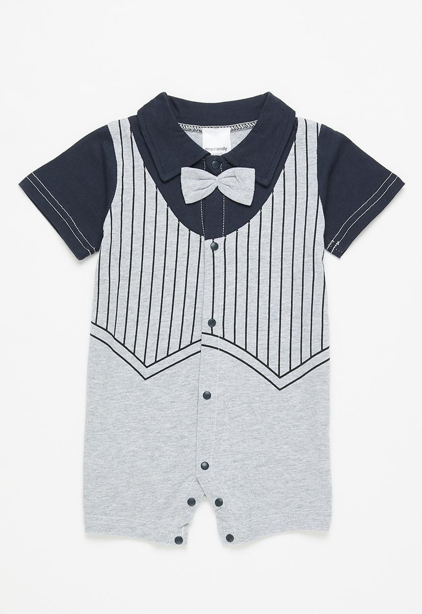 Pop Candy - Boys romper - navy & grey
