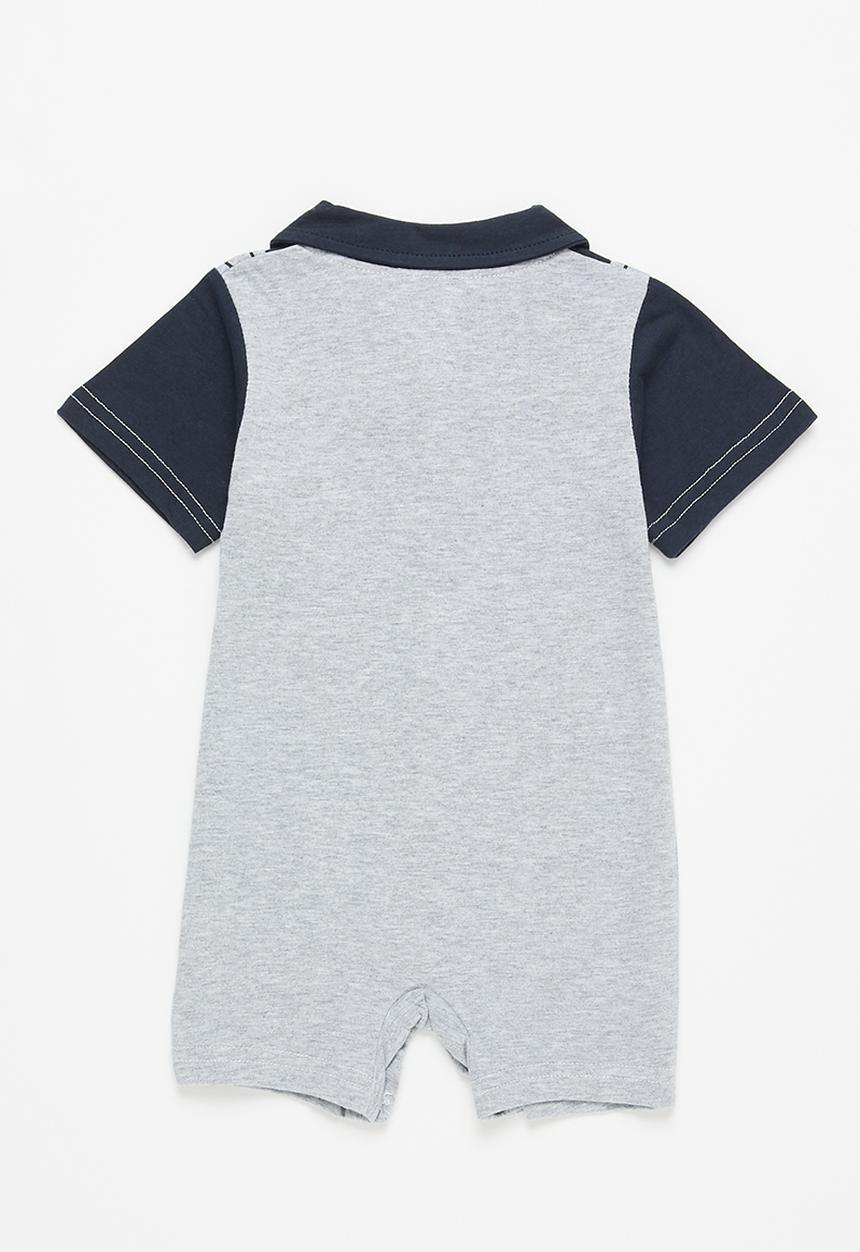 Pop Candy - Boys romper - navy & grey