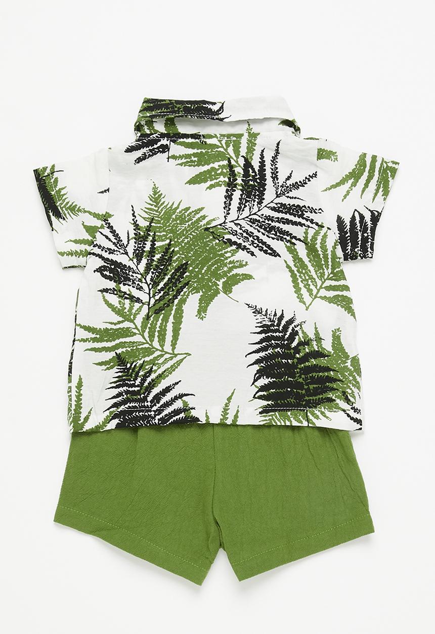 Pop Candy - Baby boys shirt & short set - white & green