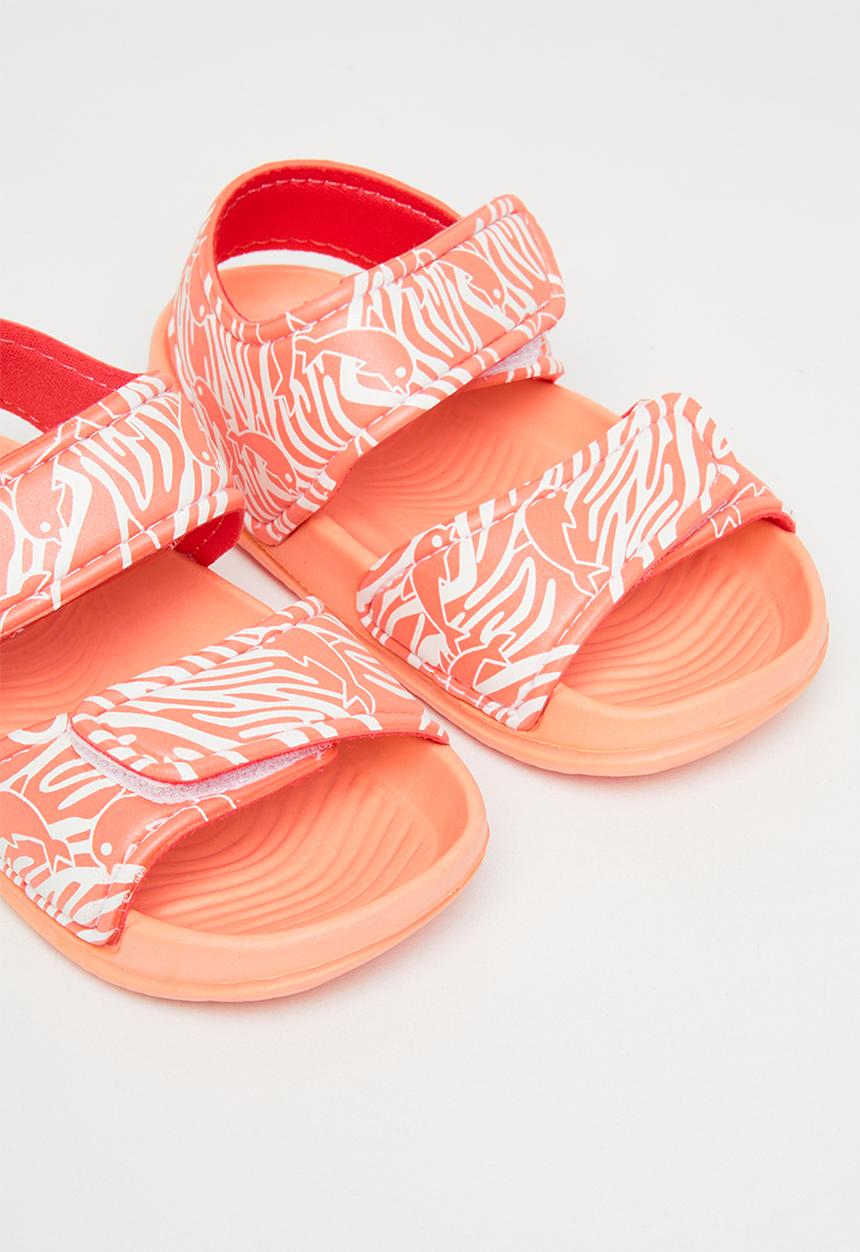 Pop Candy - Printed velcro strap sandal - orange