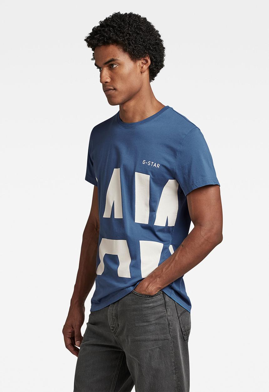 G-STAR - RAW strike thru t-shirt - retro blue
