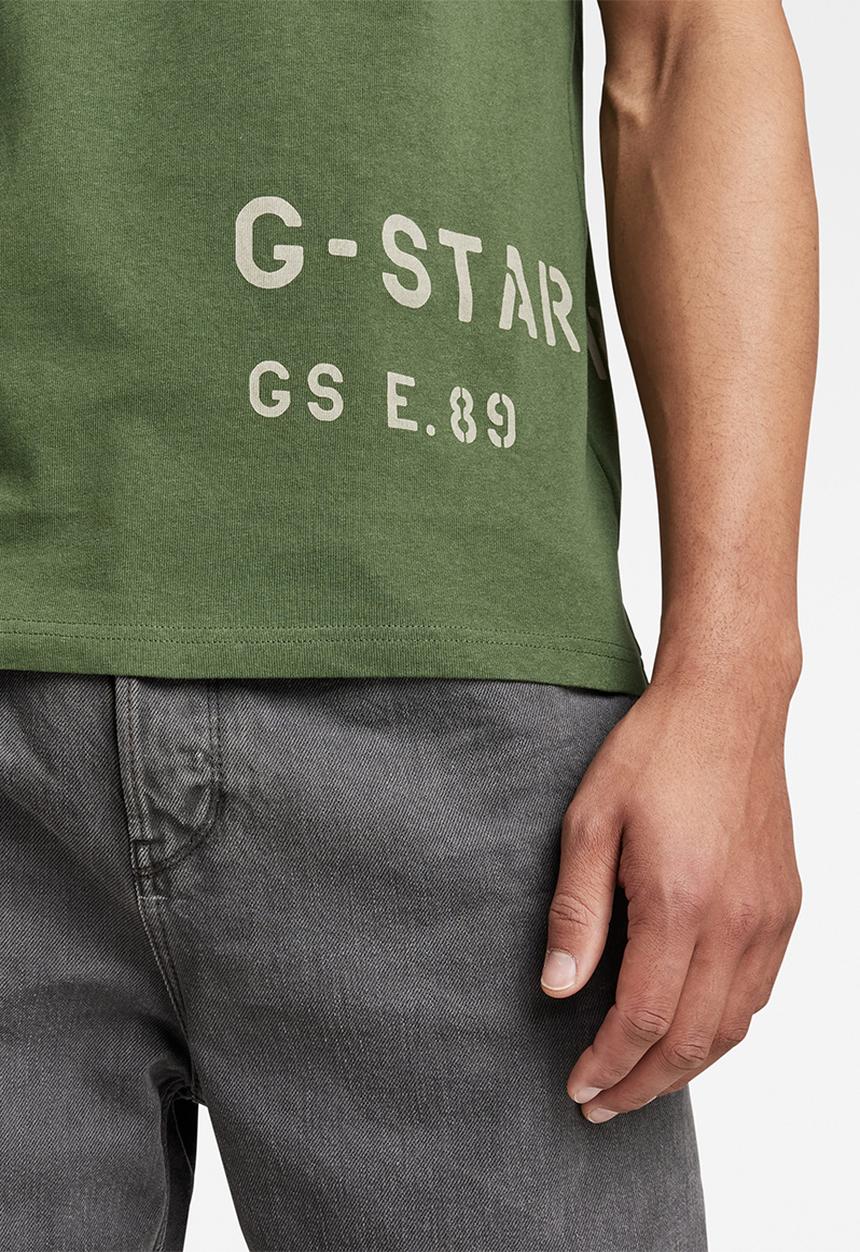 G-STAR - Stencil front back gr r tee - dk nuri green