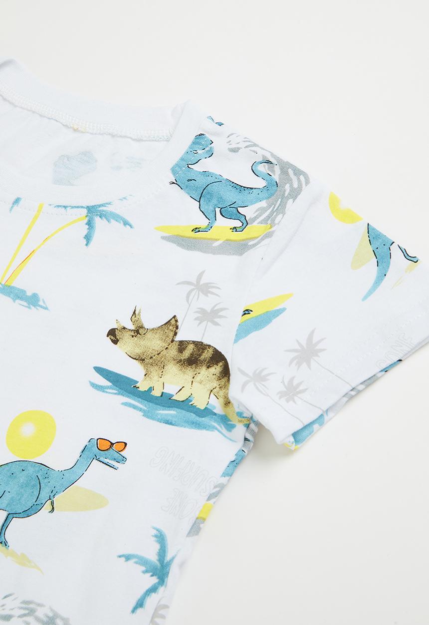 Pop Candy - Boys printed tee & short set - white & blue