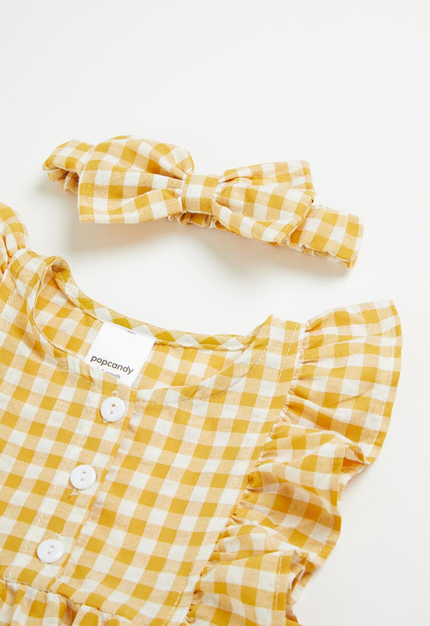 Pop Candy - Check babygrow - yellow