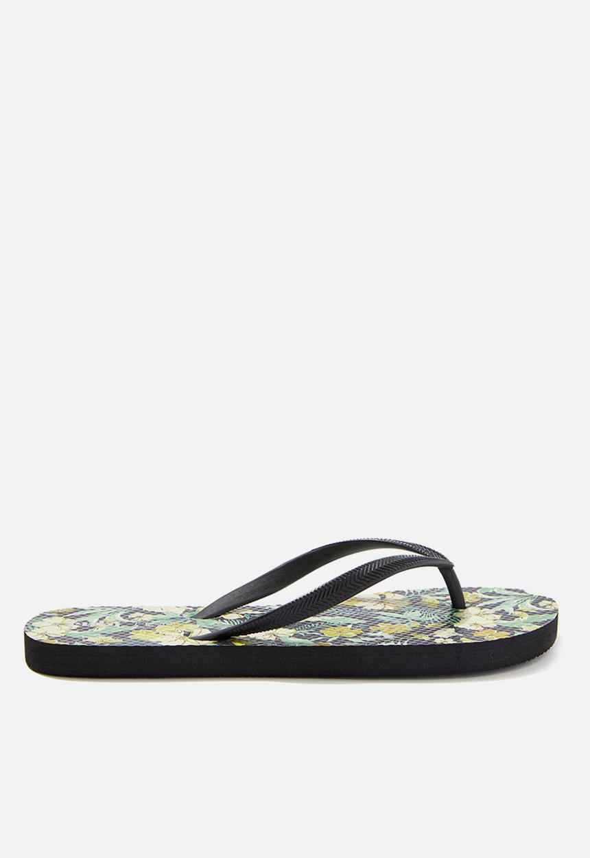 Cotton On - The rubi flip flop - black garden tropical