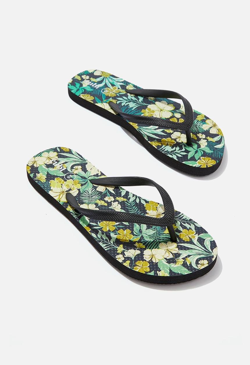 Cotton On - The rubi flip flop - black garden tropical