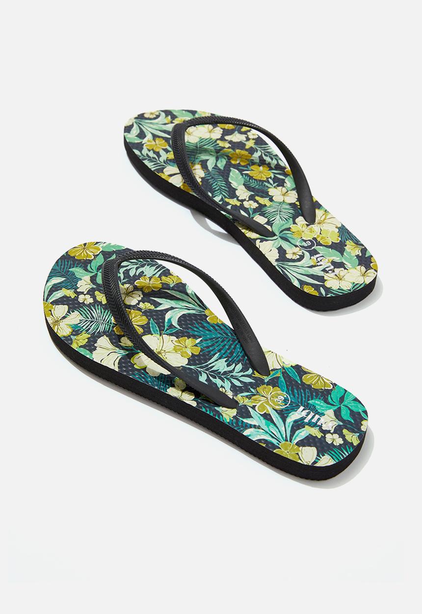 Cotton On - The rubi flip flop - black garden tropical