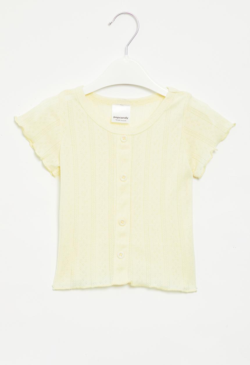 Pop Candy - Girls top with buttons - cream