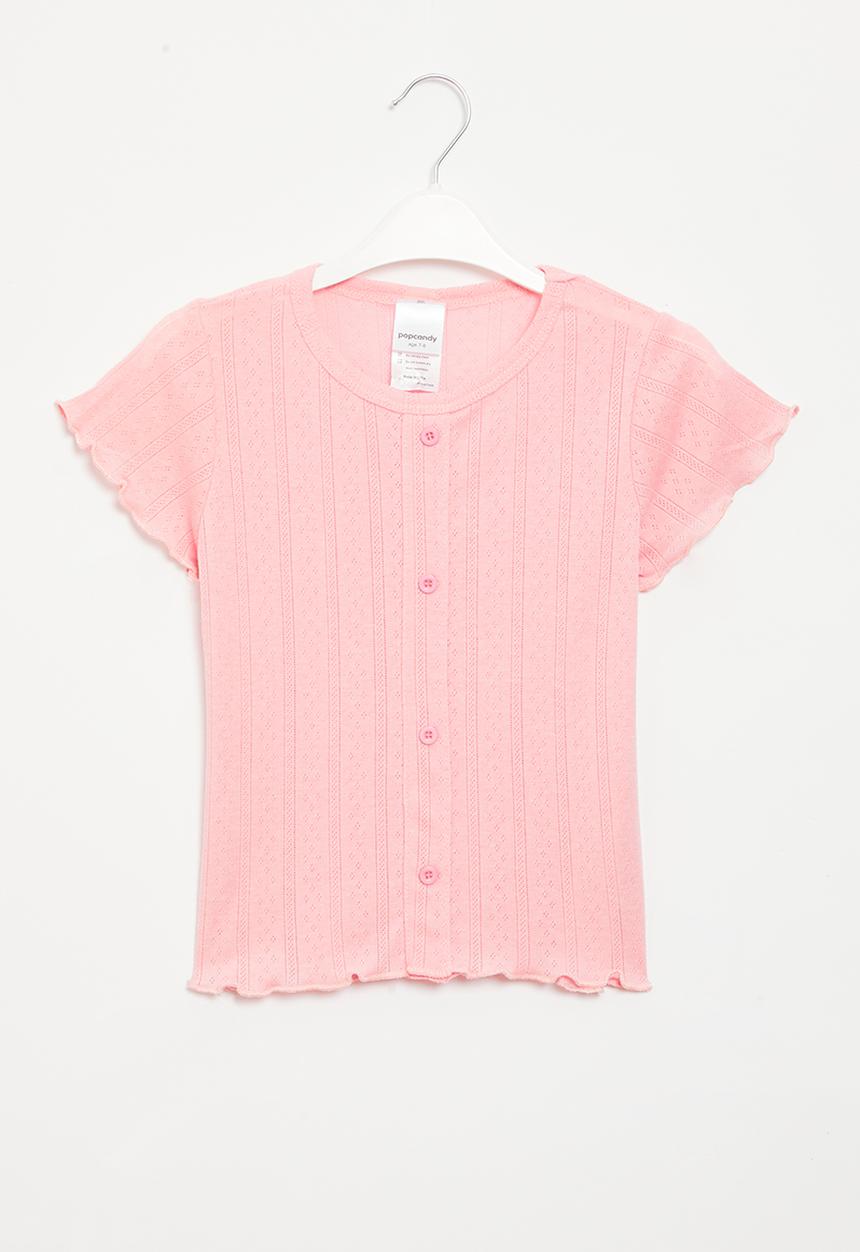 Pop Candy - Girls top with buttons - pink