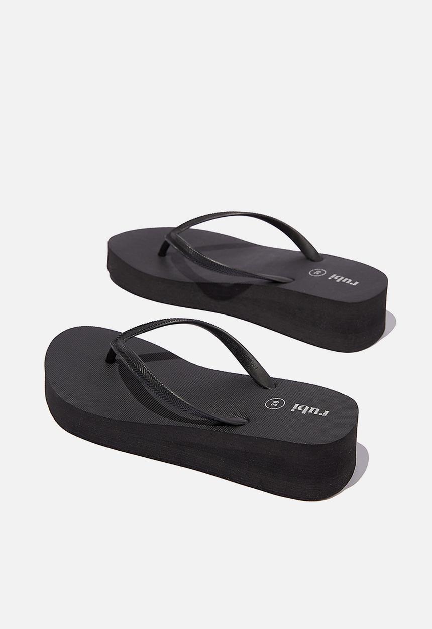 Cotton On - The rubi demi wedge flip flop - black
