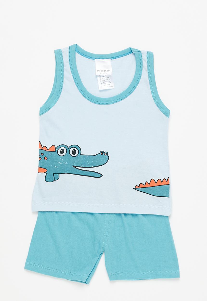 Pop Candy - Boys tank top & shorts set - blue