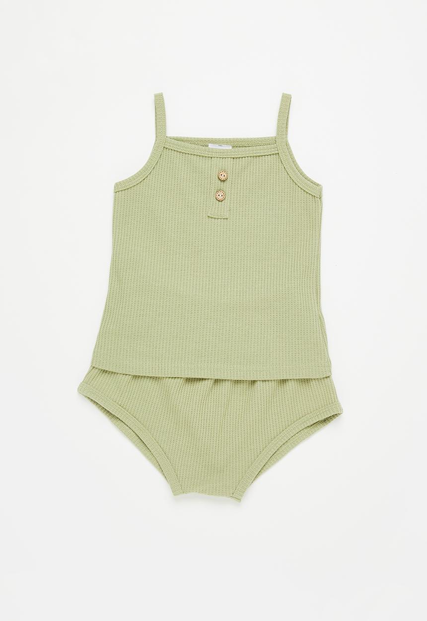 Pop Candy - Baby girls cami & shorts set - sage