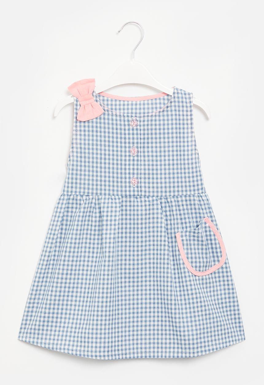 Pop Candy - Girls check dress - blue & white