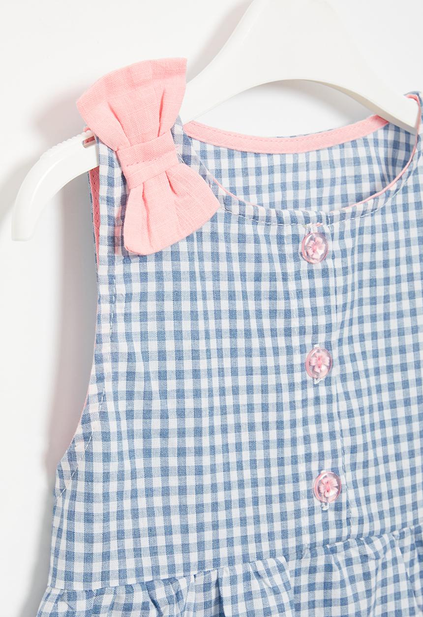 Pop Candy - Girls check dress - blue & white