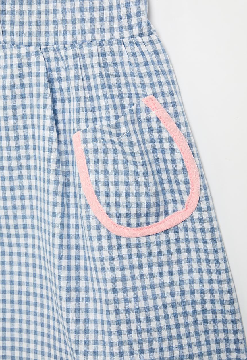 Pop Candy - Girls check dress - blue & white